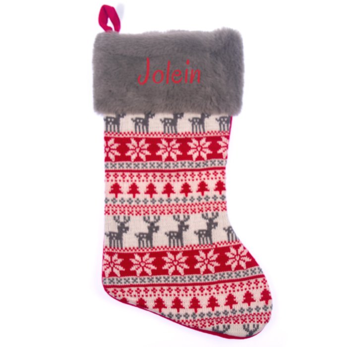 scandinavian christmas stocking reindeer