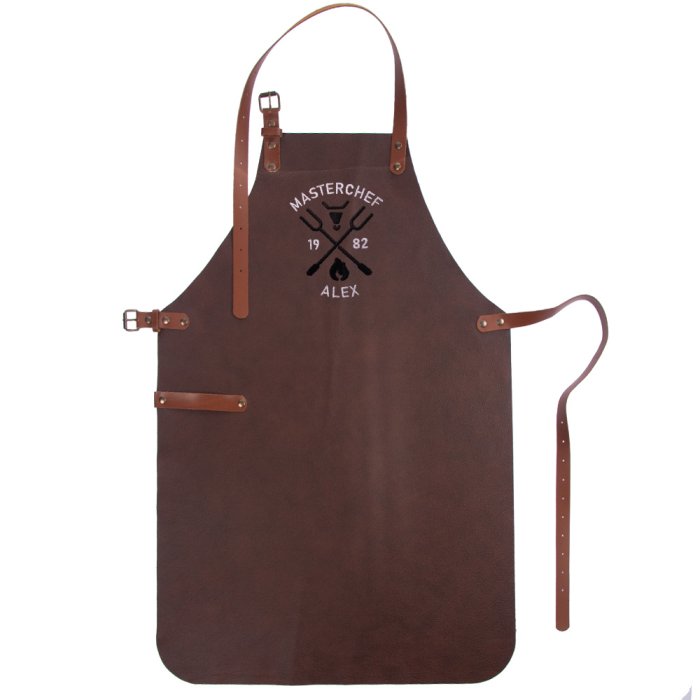 BorduurCompany BBQ leather apron - masterchef