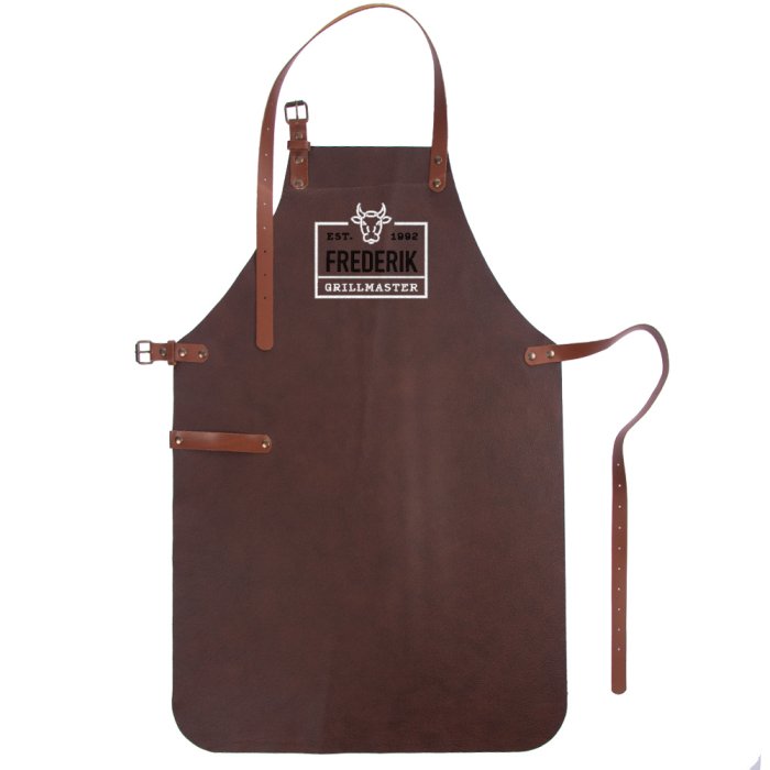 BorduurCompany BBQ leather apron - the butcher