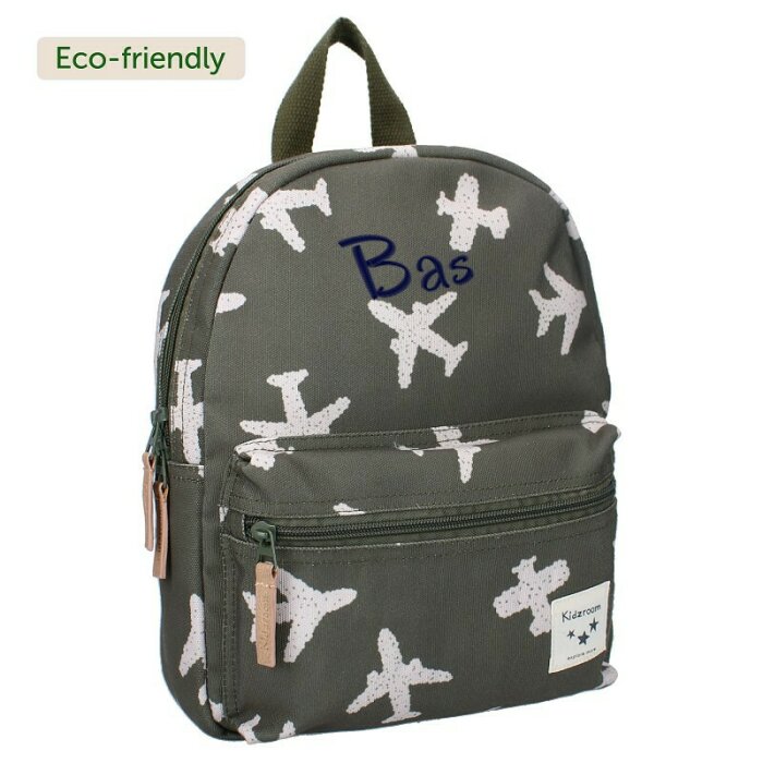 children's backpack airplane army green